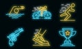 Triathlon icons set vector neon
