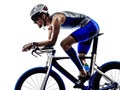 Triathlon iron man athlete cyclist bicycling Royalty Free Stock Photo