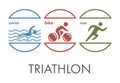 Triathlon logo and icon. Swimming, cycling, running symbols