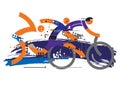 Triathlon race expressive stylized. Royalty Free Stock Photo