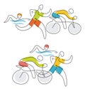 Triathlon race line art.