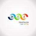 Triathlon fitness symbol infographic