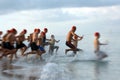 Triathlon swim race blur