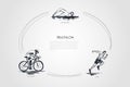 Triathlon - swimming, cycling, run vector concept set