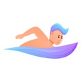 Triathlon swimming icon, cartoon style