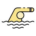 Triathlon swimming icon color outline vector