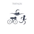 Triathlon symbol - running, swimming and cycling men.