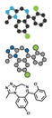 Triazolam insomnia drug (sleeping pill, benzodiazepine class) molecule