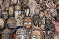 Tribal African masks displayed at a traditional Moroccan market, souk, in Marrakech. Morocco, Africa Royalty Free Stock Photo