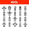 Tribal Ancient Idols Vector Linear Icons Set