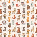 Tribal animal seamless pattern. Ethnic style animals vector texture