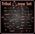 Tribal Arrow Signs Large bundle of sketch hand-painted doodle arrows in old style