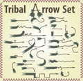 Tribal Arrow Signs Large bundle of sketch hand-painted doodle arrows in old style