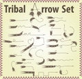 Tribal Arrow Signs Large bundle of sketch hand-painted doodle arrows in old style