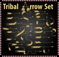 Tribal Arrow Signs Large bundle of sketch hand-painted doodle arrows in old style