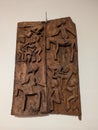 tribal art, africa Senufo granary door depicting life scenes Royalty Free Stock Photo