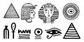 Tribal art Egyptian ethnic icon. Egypt sketch cartoon hand drawn black silhouettes isolated on a white background. Vector tribal Royalty Free Stock Photo