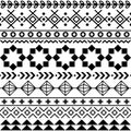 Tribal Aztec seamless geometric pattern, Navajo vector design in black pattern on white background Royalty Free Stock Photo