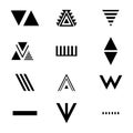 Tribal aztec symbols set. Artistic vector collection of design elements on white background. Religion, philosophy, spirituality, Royalty Free Stock Photo