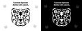 Tribal bear set illustration, brown bear in tribal style, ornamental white line bear. Animal tattoo silhouette.