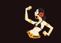 Tribal belly dancer with cymbals holding expressive impressive p