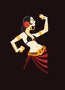 Tribal belly dancer with cymbals holding expressive