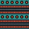 tribal black, blue and orange seamless pattern Royalty Free Stock Photo