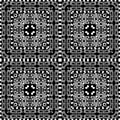 Tribal black and white checkered greek vector seamless pattern. Ornamental geometric ethnic background. Labyrinth maze
