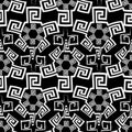 Tribal black and white greek vector seamless pattern. Ornamental ethnic background. Repeat abstract backdrop. Doodle chalk greek