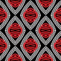 Tribal black white red elegant greek style vector seamless pattern. Ornamental geometric ethnic background. Colorful Royalty Free Stock Photo