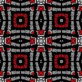 Tribal black white red elegant greek style vector seamless pattern. Ornamental geometric ethnic background. Colorful Royalty Free Stock Photo