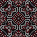 Tribal black white red elegant greek style vector seamless pattern. Ornamental geometric ethnic background. Colorful Royalty Free Stock Photo