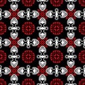 Tribal black white red vector seamless pattern. Geometric ethnic style greek background. Repeat decorative colorful Royalty Free Stock Photo