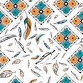 Tribal boho style feather seamless pattern Royalty Free Stock Photo