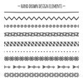 Tribal brushes. Border. Ethnic hand drawn vector line border set. Design element. Native brushes. Aztec geometric