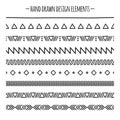 Tribal brushes. Border. Ethnic hand drawn vector line border set. Design element. Native brushes. Aztec geometric