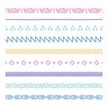 Tribal brushes. Border. Ethnic hand drawn vector line border set. Design element. Native brushes. Aztec geometric