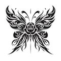 Tribal Butterfly Design with Rose Motif Royalty Free Stock Photo