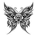 Tribal Butterfly Design with Rose Motif Royalty Free Stock Photo