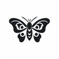 Black Butterfly Design: Minimalistic Mothman Icon On White Background