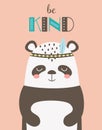 Tribal card with cute panda, vector illustration