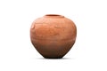 Tribal clay jars made of clay have cracks due to weather conditions. on a white background Royalty Free Stock Photo
