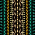 Tribal colorful vector seamless borders pattern. Ethnic geometric background. Native repeat backdrop. Traditional folk Royalty Free Stock Photo