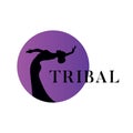 Tribal dance logo. Emblem with dancing woman