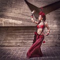 Tribal dancer moving and dancing outdoors Royalty Free Stock Photo