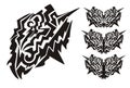 Tribal dangerous butterfly wings. Black on the white Royalty Free Stock Photo