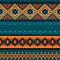 tribal dark blue and orange seamless pattern Royalty Free Stock Photo