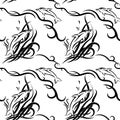 Tribal dolphin seamless pattern. Vector illustration