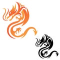 Tribal dragon fire vector icon for graphic design, web and app
