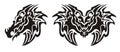 Tribal dragon head symbol and dragon butterfly tattoo